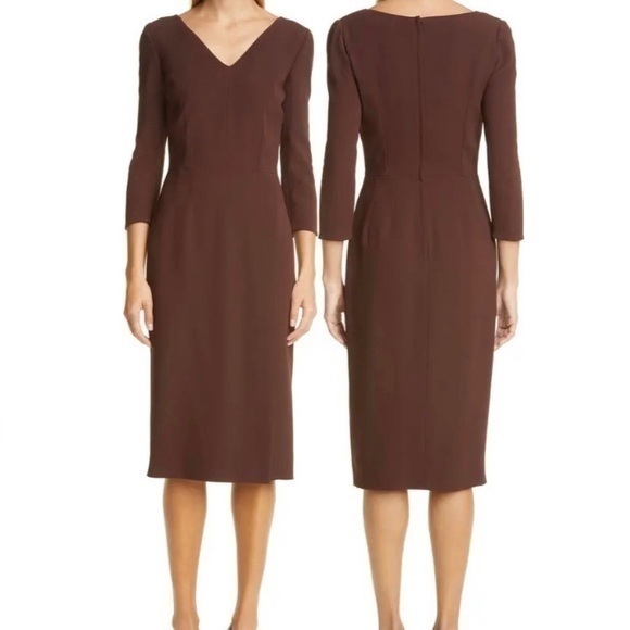 Dolce&Gabbana Cady long sleeve Sheath Dress in Maroon Size 10 - Picture 1 of 13
